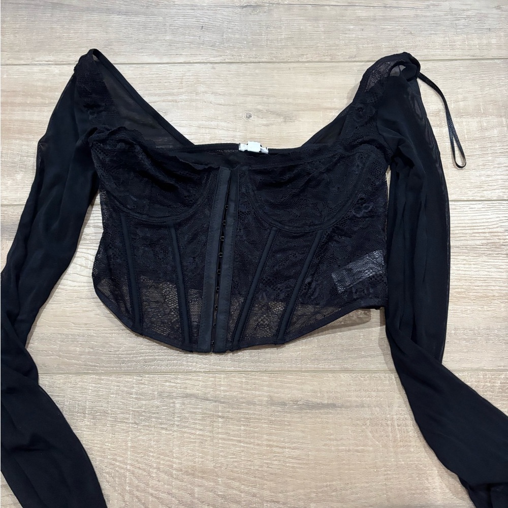 Garage Black Lace Corset Top